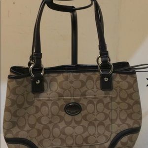 Coach Heritage Signature Tan and Mahogany Monogram Coated Canvas shoulder bag